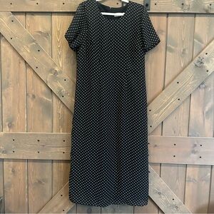Vintage Elegant Black Polka Dot Dress